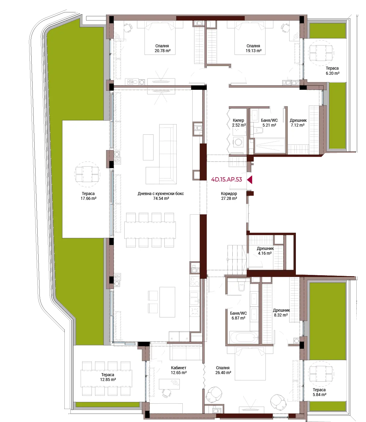 Penthouse in a high-class complex in the heart of Lozenets for sale