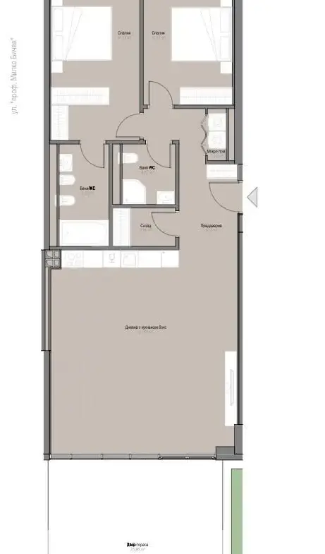 Two-bedroom apartment in a luxury complex near Zaimov Park