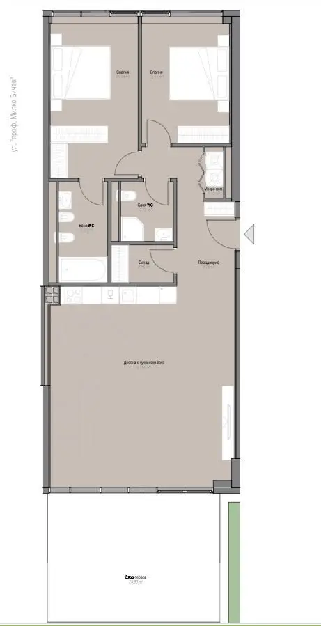 Two-bedroom apartment in a luxury complex near Zaimov Park