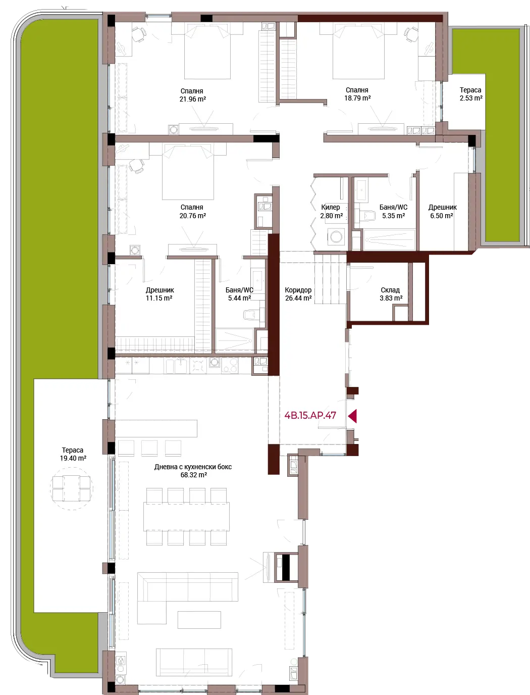 Penthouse in a high-class complex in the heart of Lozenets for sale