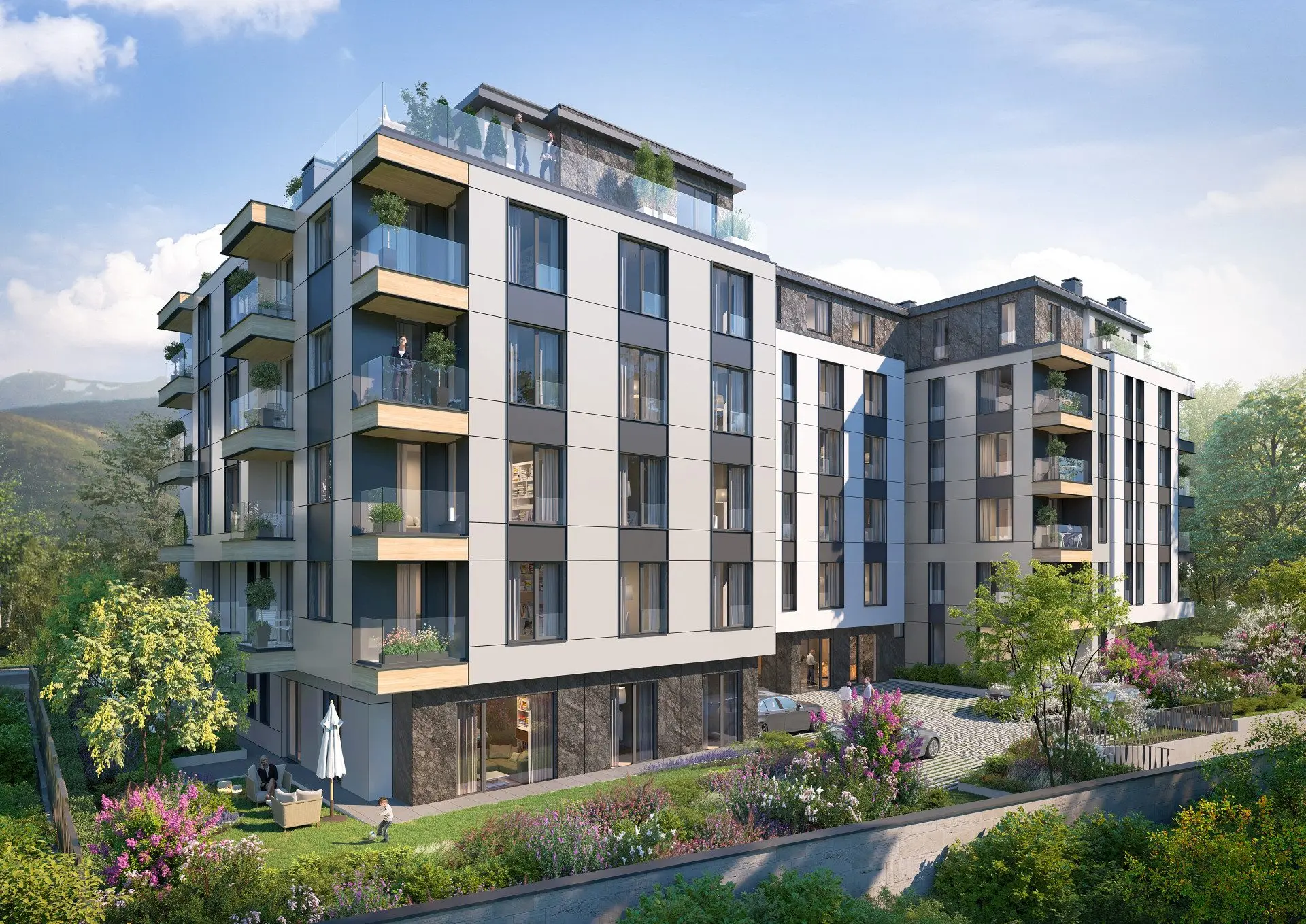 Apartment with a yard in a new luxury building in Krastova Vada for sale