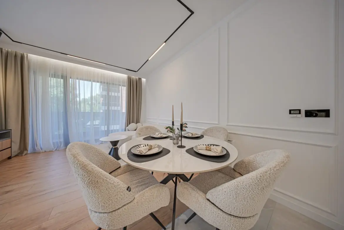 Luxurious and fully furnished two-bedroom apartment in a new gated complex for sale