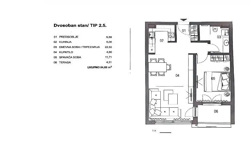 1-Bedroom Apartment, 55 m² – Airport Garden, Novi Beograd, Belgrade