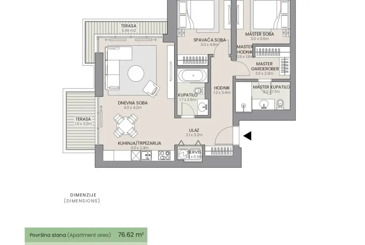 2-Bedroom Apartment, 86 m² – Soul 64, Novi Beograd, Belgrade