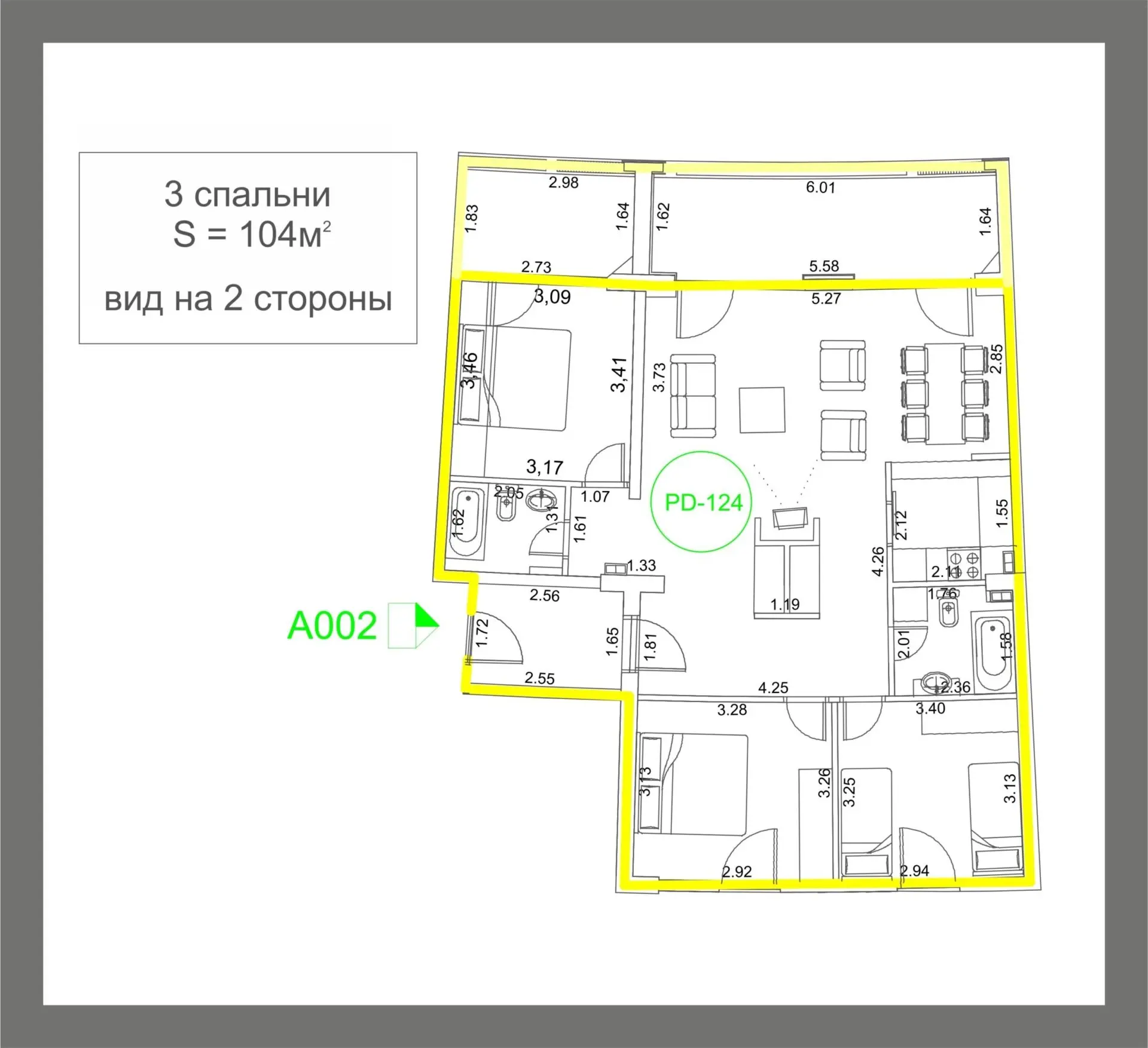 Three bedrooms apartment in Becici for sale – 104m2