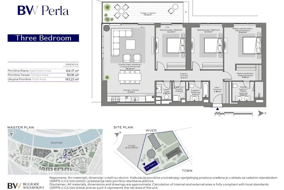3-Bedroom Apartment, 143 m² – Belgrade Waterfront, Savski Venac, Belgrade