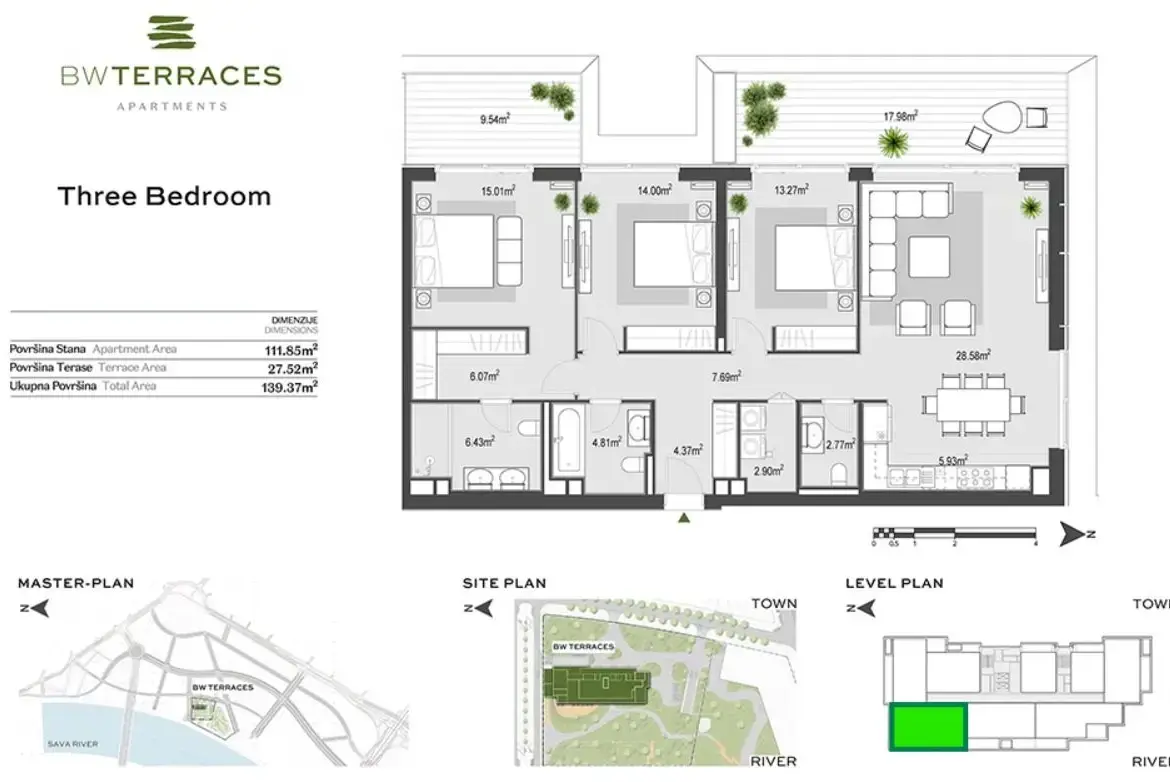 3-Bedroom Apartment, 139 m² – Belgrade Waterfront, Savski Venac, Belgrade