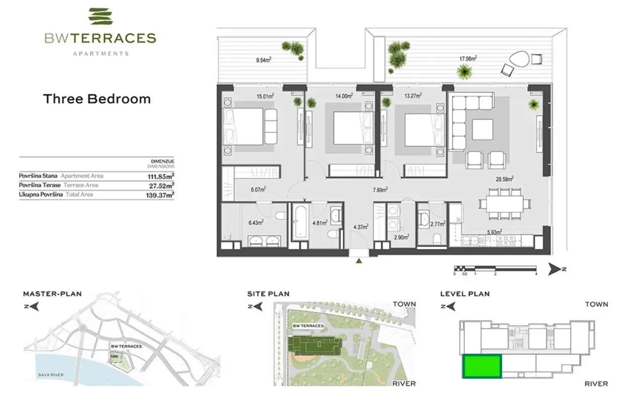 3-Bedroom Apartment, 139 m² – Belgrade Waterfront, Savski Venac, Belgrade