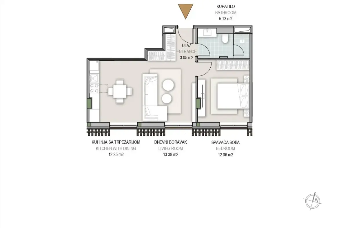 1-Bedroom Apartment, 46 m² – Nikole Tesle 12, Raska, Kopaonik