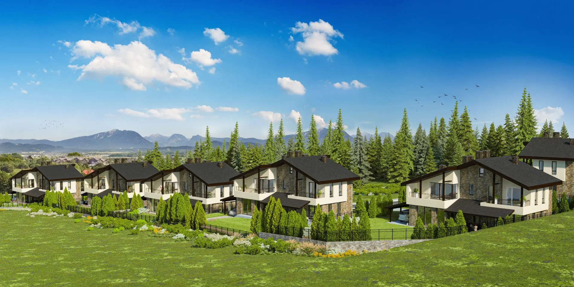 aad9c70f84474026d5c5336d5e5ef13a House with panoramic views and private yard in a villa village near Pirin Golf