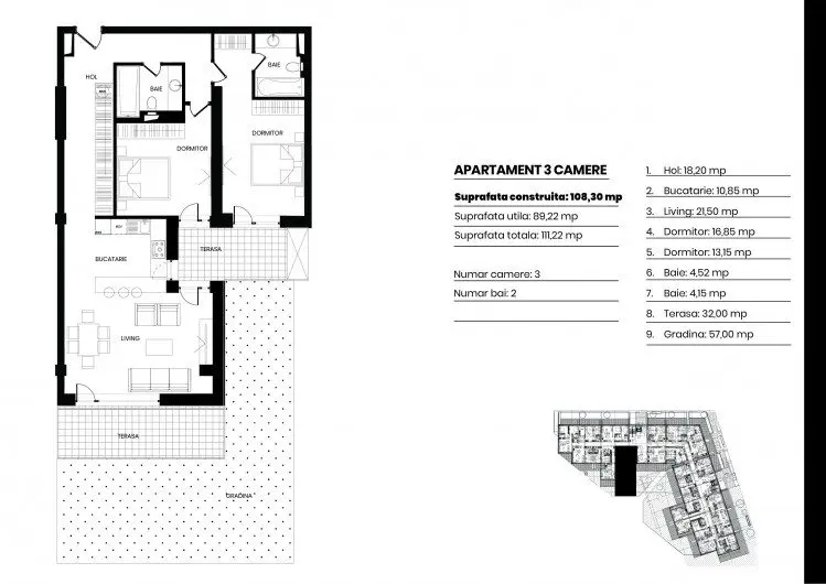 3 room apartment with private garden in residential compound on Floreasca Lake Shore, Bucharest