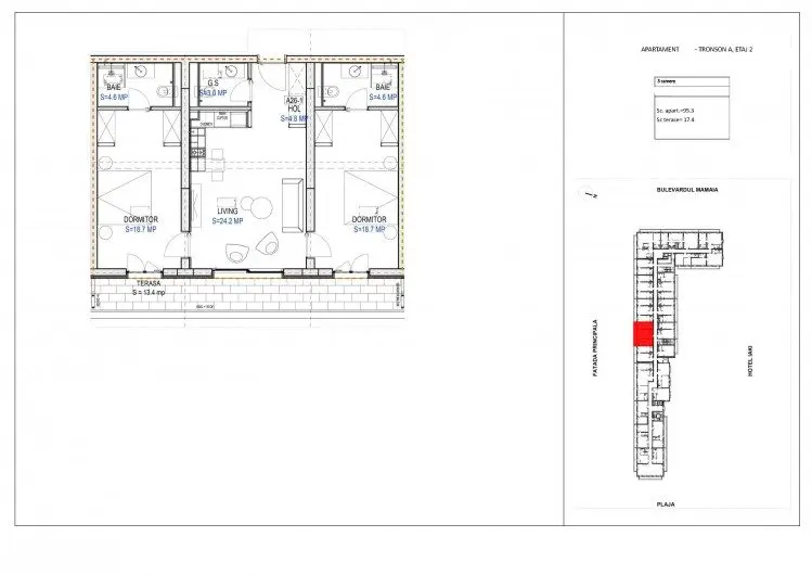 Apartment for sale 3 rooms, brand new building Mamaia, Constanta county