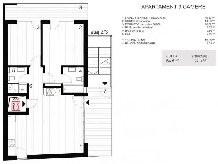 Apartment for sale 3 rooms in brand new villa, Dorobanti area, Bucharest