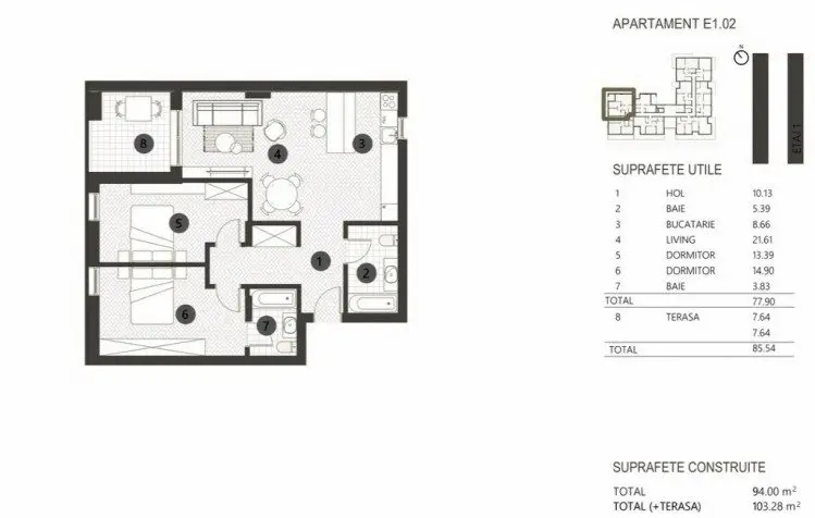3 room apartment for sale in premium residential project Barbu Vacarescu, Bucharest