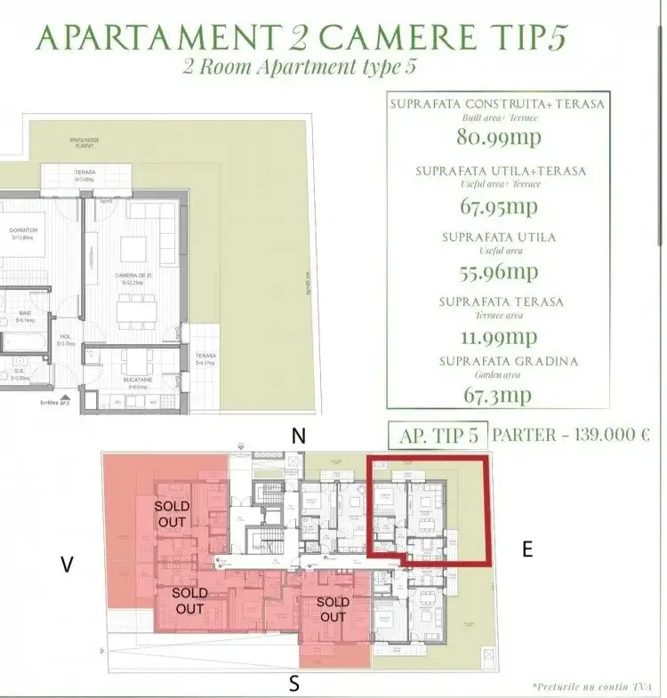 Apartment with Terrace and Garden for Sale – 2 Rooms – Băneasa Forest Area, Bucharest