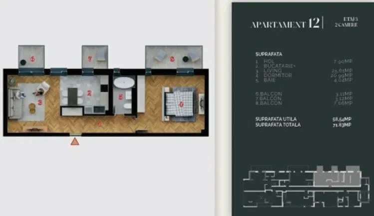 2-room apartment in a premium residential development – Decebal Boulevard, Bucharest