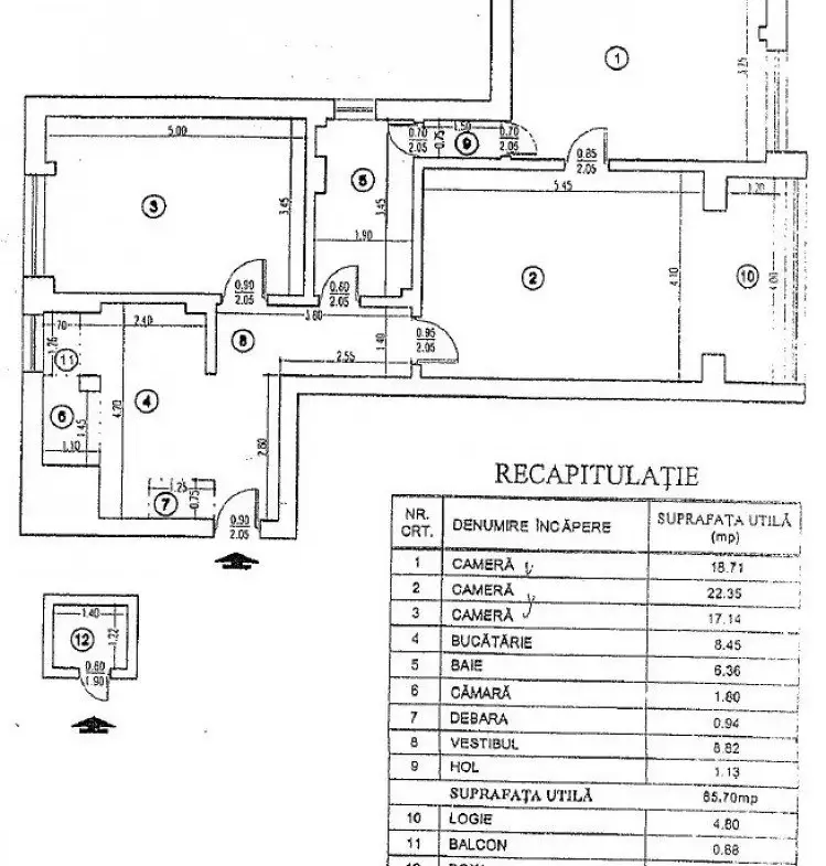 3 room apartment for sale Calea Victoriei area, Bucharest 93 sqm