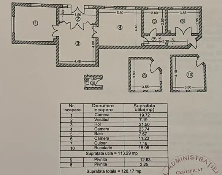 Apartment in villa for sale 4 rooms Calea Victoriei area, Bucharest