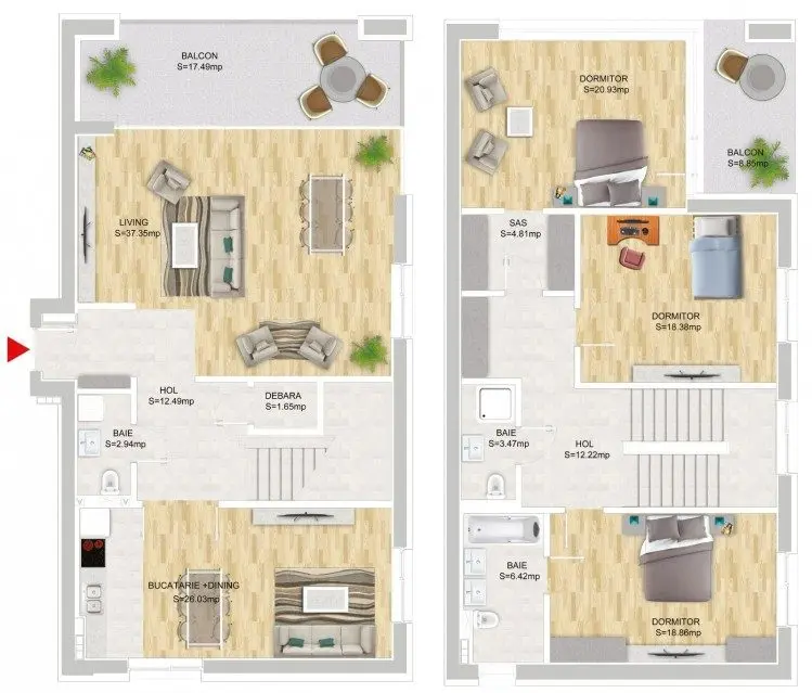 Apartment for rent duplex type 4 rooms Domenii – Luxuria Residence Coumpound, Bucharest NO commission