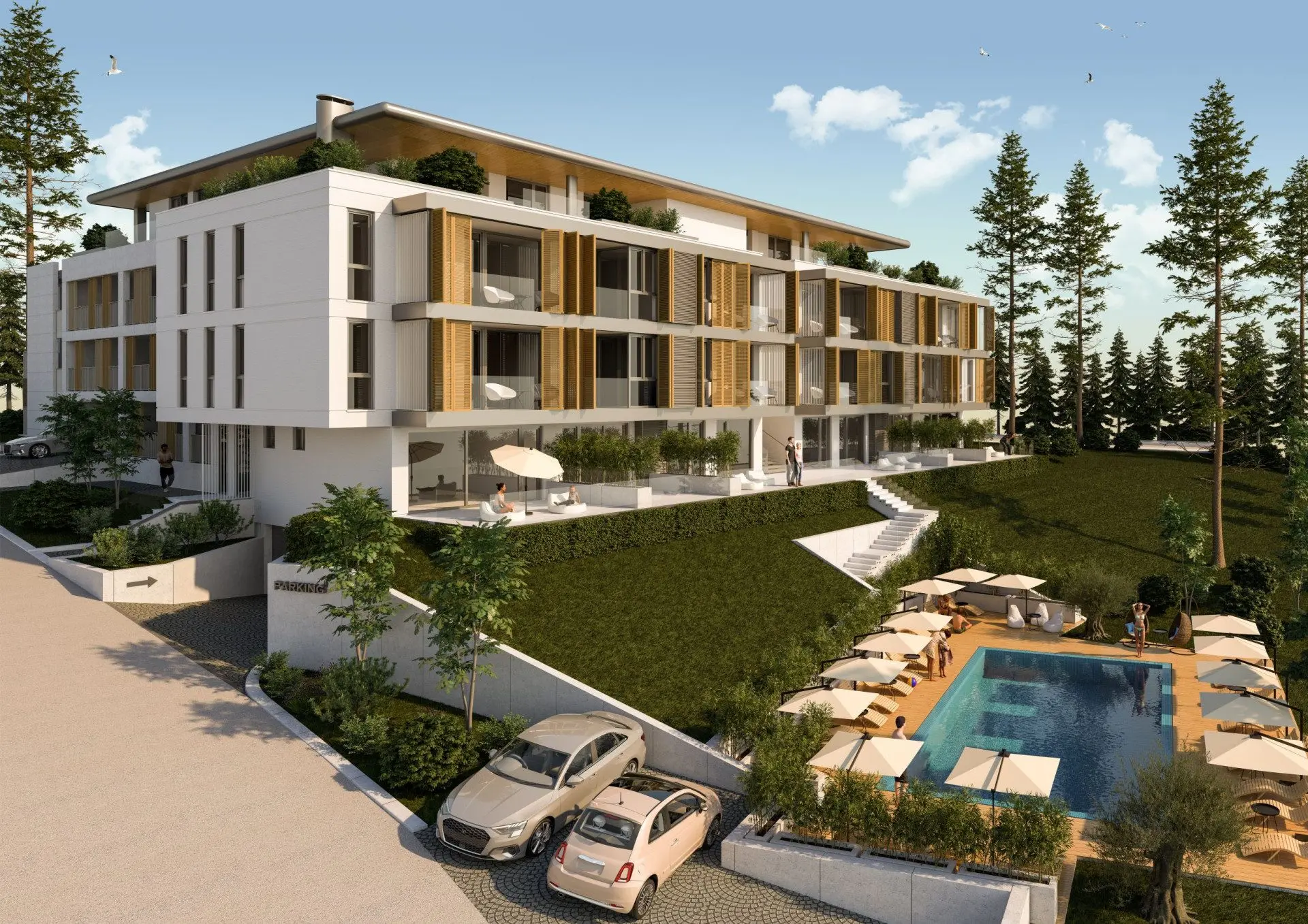 Four-bedroom penthouse in a park setting with panoramic sea and mountain views