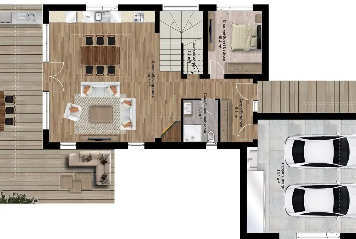 Detached house with a yard in a new gated complex in the village of Lozen for sale