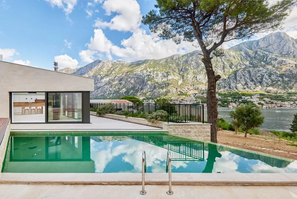 An exceptional Mediterranean villa, with panoramic sea and mountain views across Kotor Bay