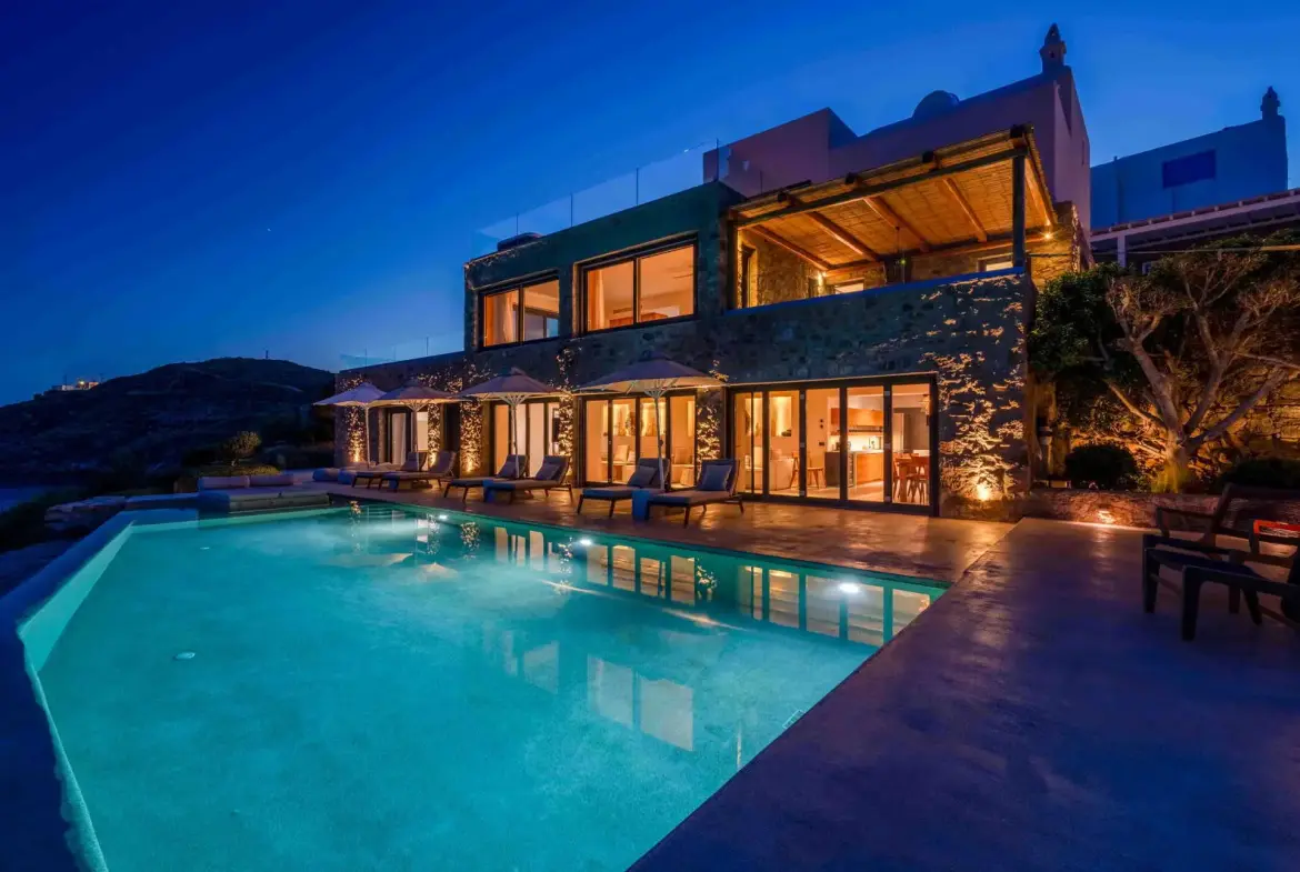 Exclusive waterfront 6-Bedroom villa in a private gated community in Mykonos