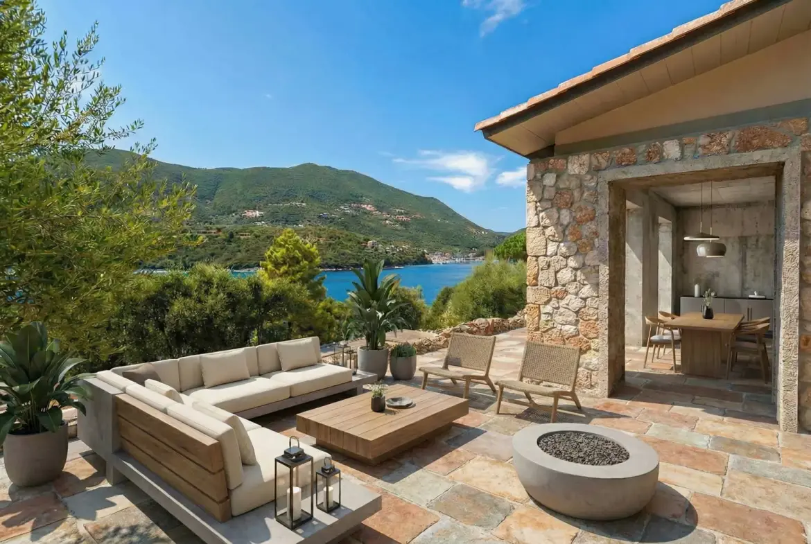 Seafront Villa with Private Mooring at Syvota, Lefkada