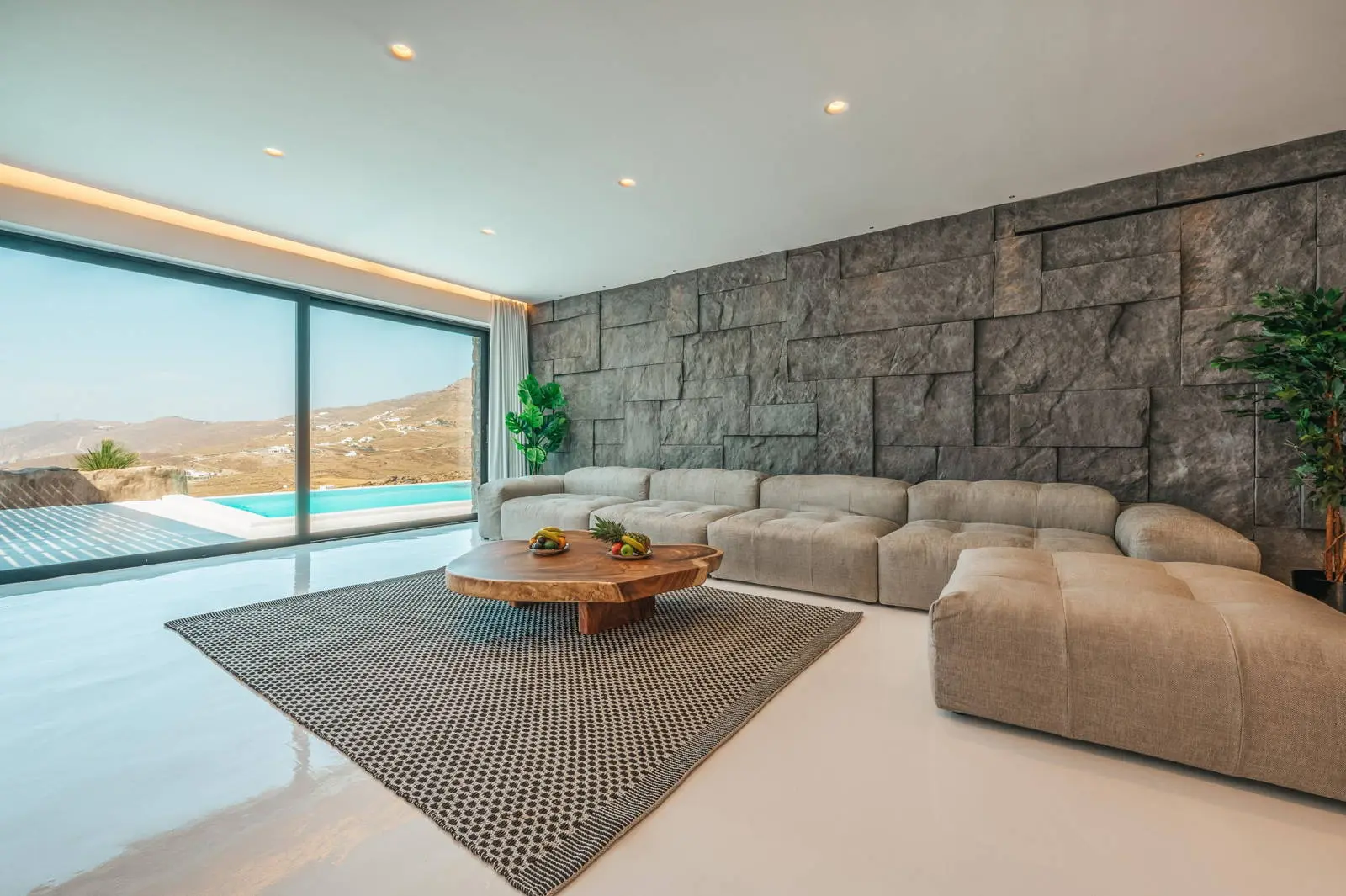 Luxury Architectural Cave Villa with Pool & Panoramic Aegean Views in Ftelia, Mykonos