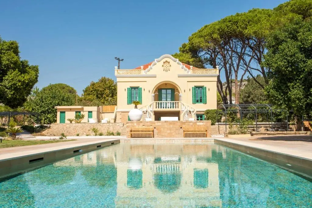 Architectural villa with sea views and historic character near Lindos