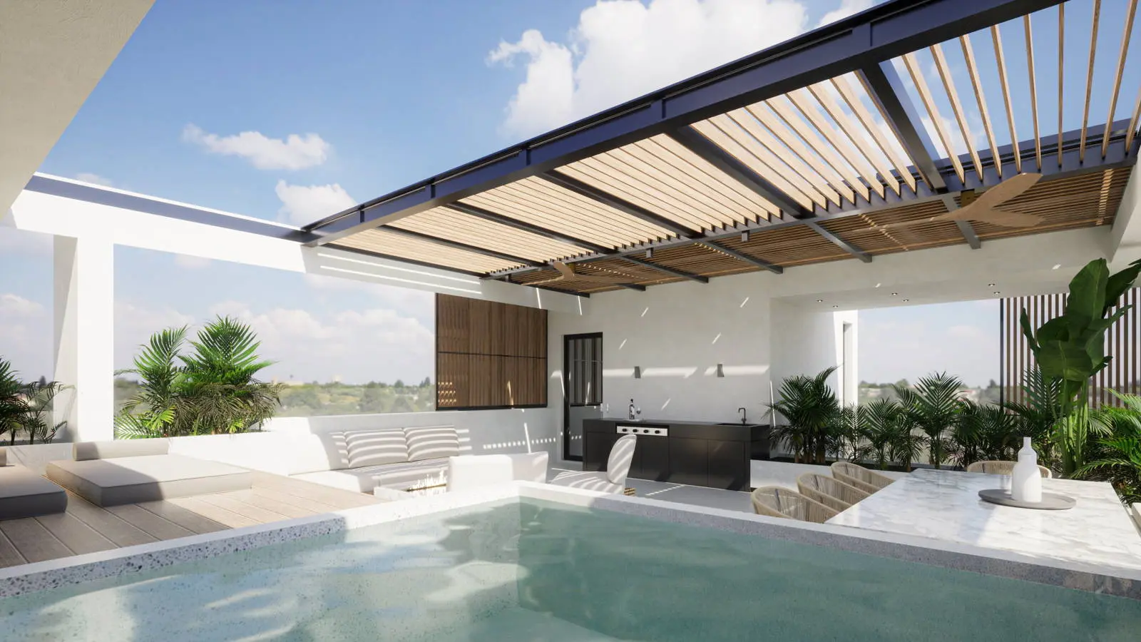Minimal building with 3 apartments in Golf with sea view
