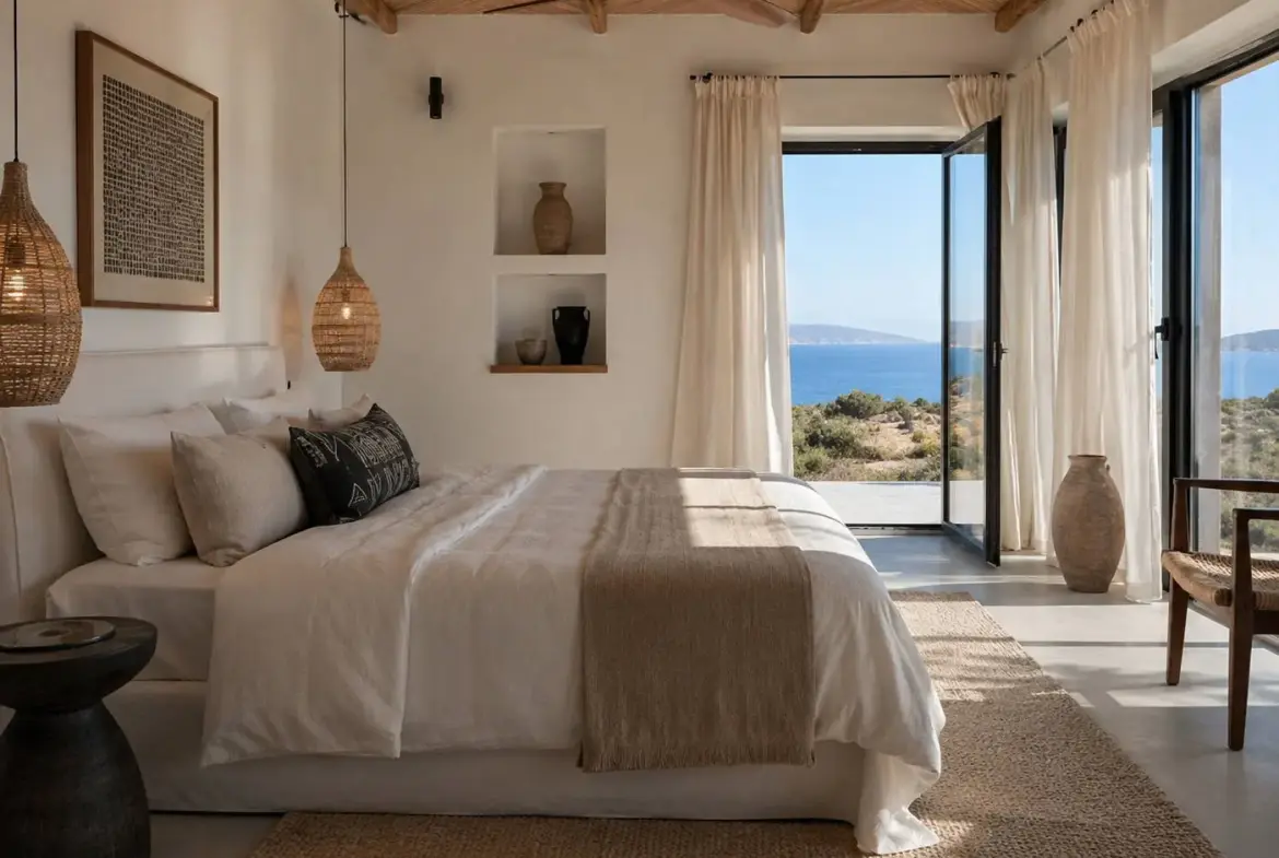 Contemporary seafront 4-bedroom villa in Tripiti, Paros