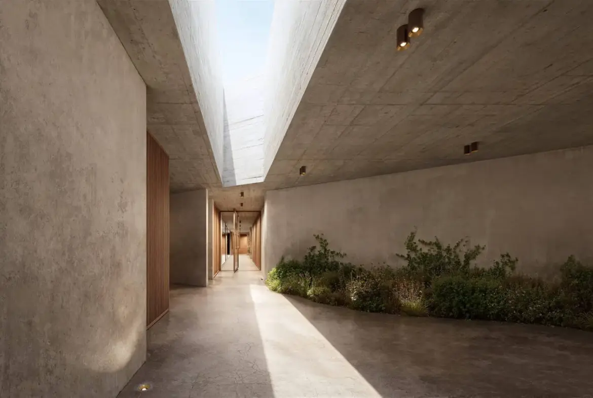 Iconic subterranean estate with signature V-shaped infinity pool in Antiparos