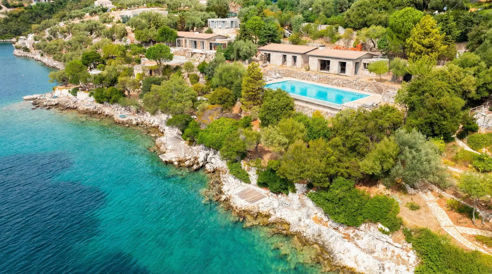 Seafront Villa with Private Mooring at Syvota, Lefkada