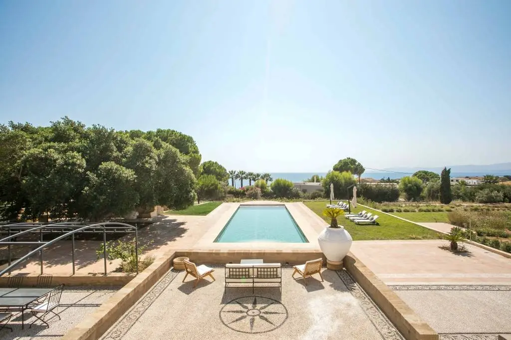Architectural villa with sea views and historic character near Lindos