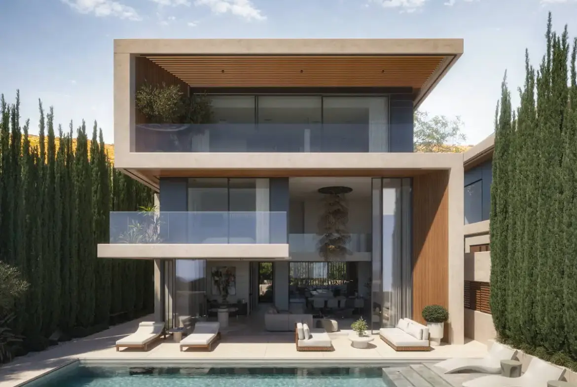Luxury 3 apartment building with pools and sea view