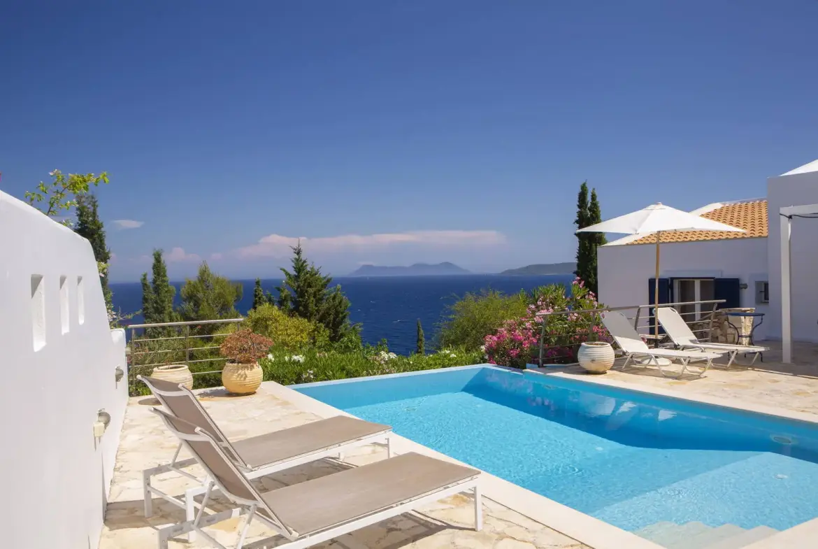 Τwo seafront villas with private sea access & pools in Sivota, Lefkada