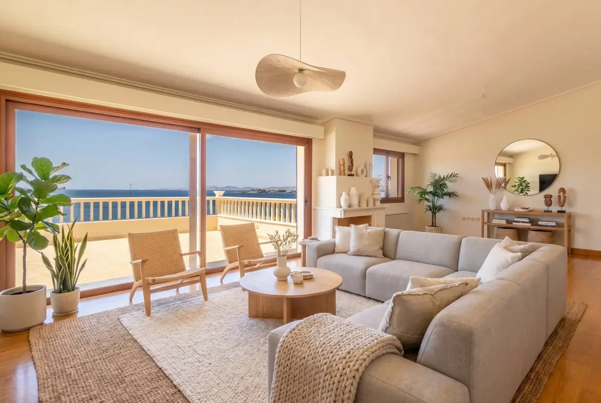 Exquisite 950sq.m. coastal villa with panoramic sea views in Saronida