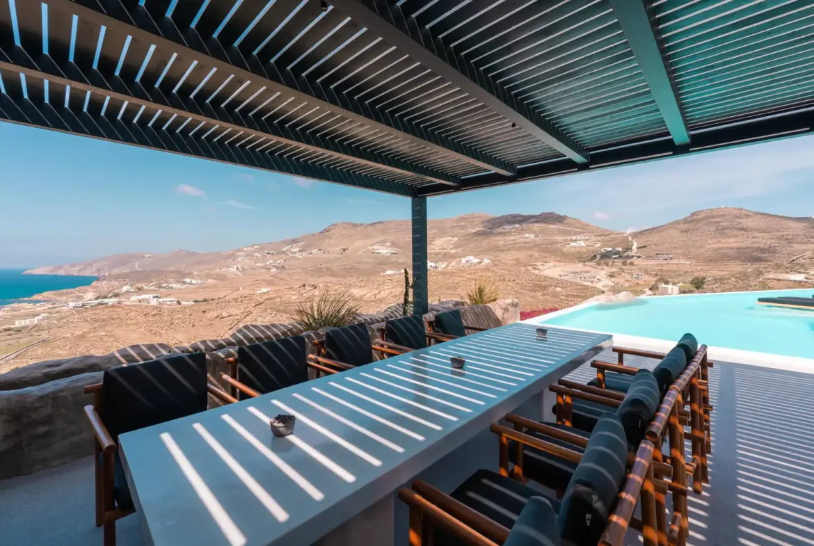 Luxury Architectural Cave Villa with Pool & Panoramic Aegean Views in Ftelia, Mykonos