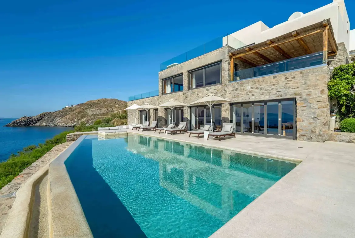 Exclusive waterfront 6-Bedroom villa in a private gated community in Mykonos