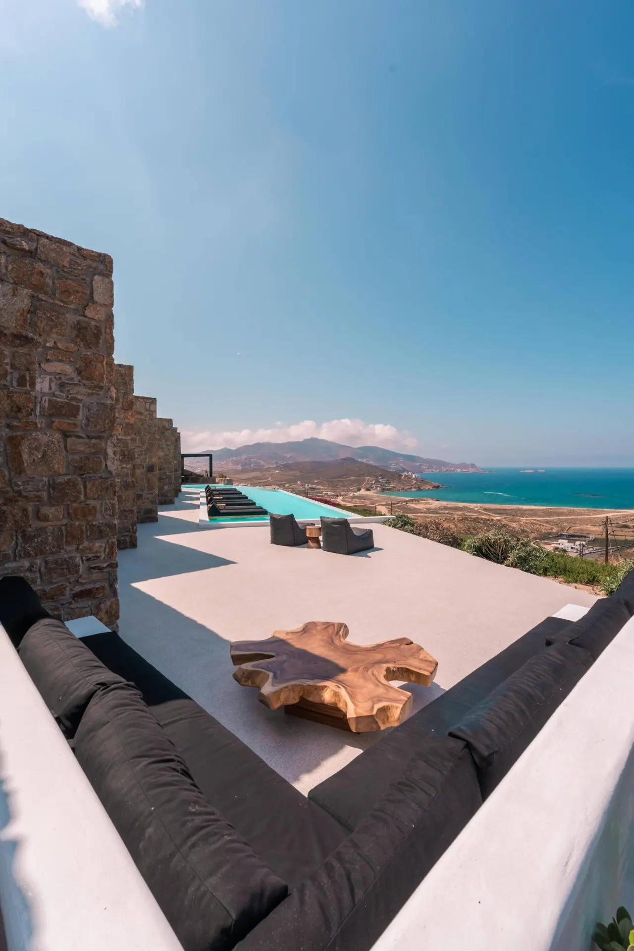 Luxury Architectural Cave Villa with Pool & Panoramic Aegean Views in Ftelia, Mykonos