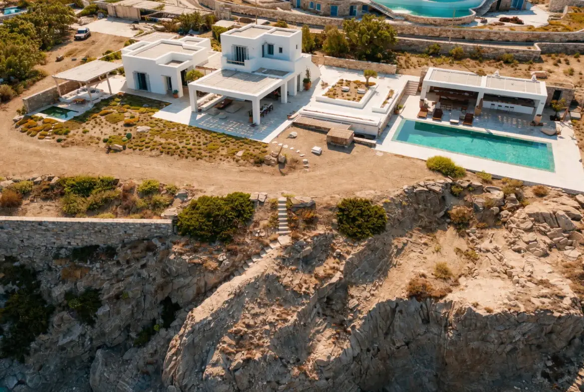 Seafront villa with private beach access and sunset views in Mykonos