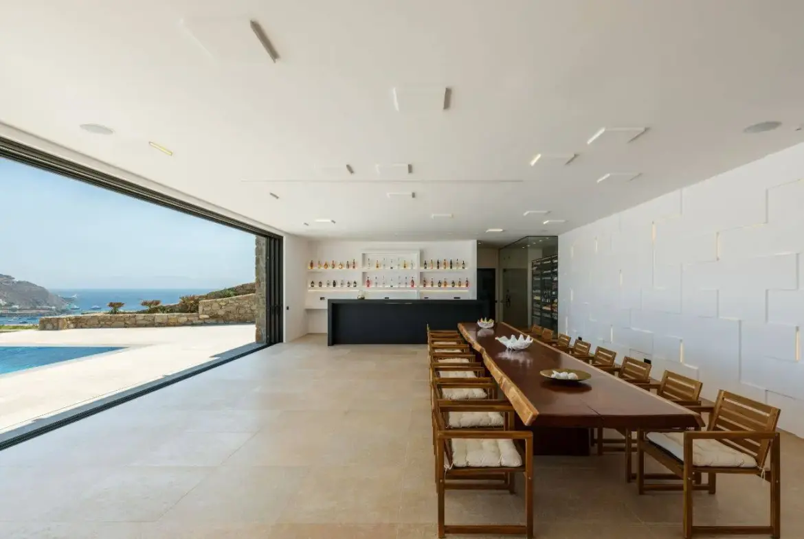 Contemporary ultra-luxury estate in Mykonos with helipad, dual pools & panoramic Aegean views