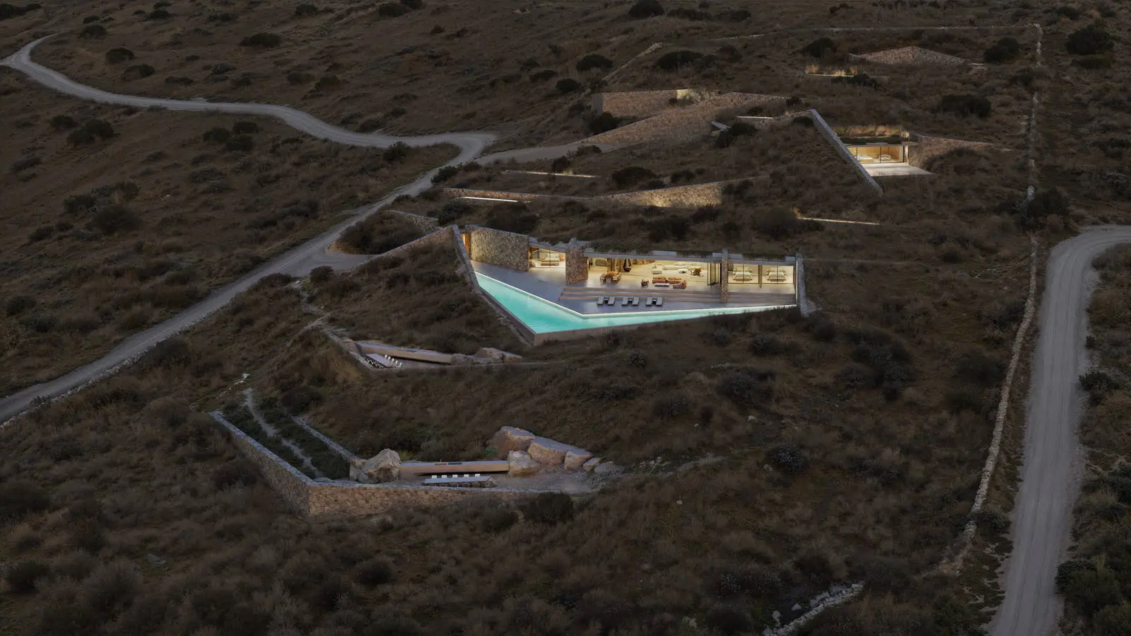bh-497621a7787d Iconic subterranean estate with signature V-shaped infinity pool in Antiparos