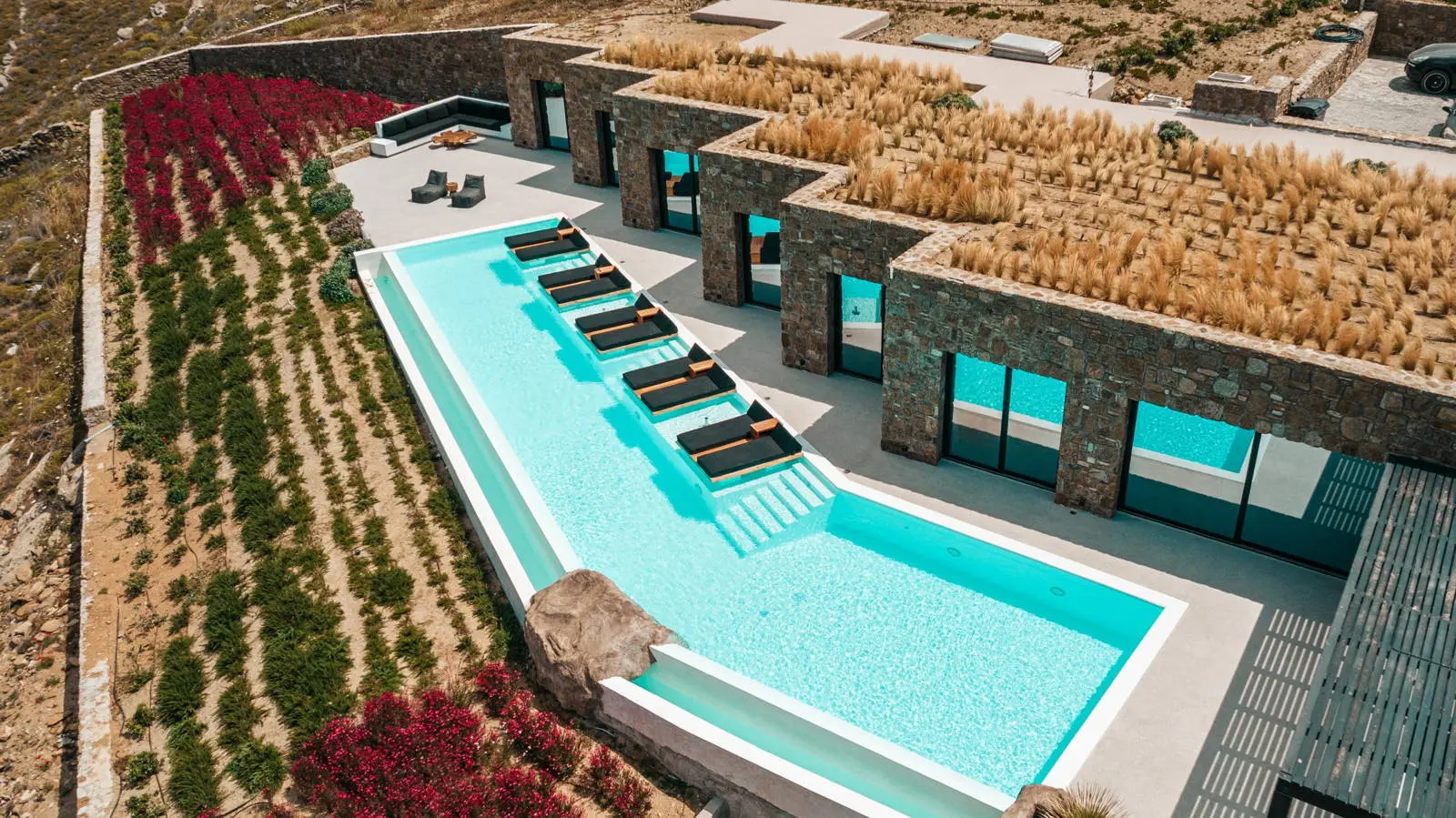 Luxury Architectural Cave Villa with Pool & Panoramic Aegean Views in Ftelia, Mykonos