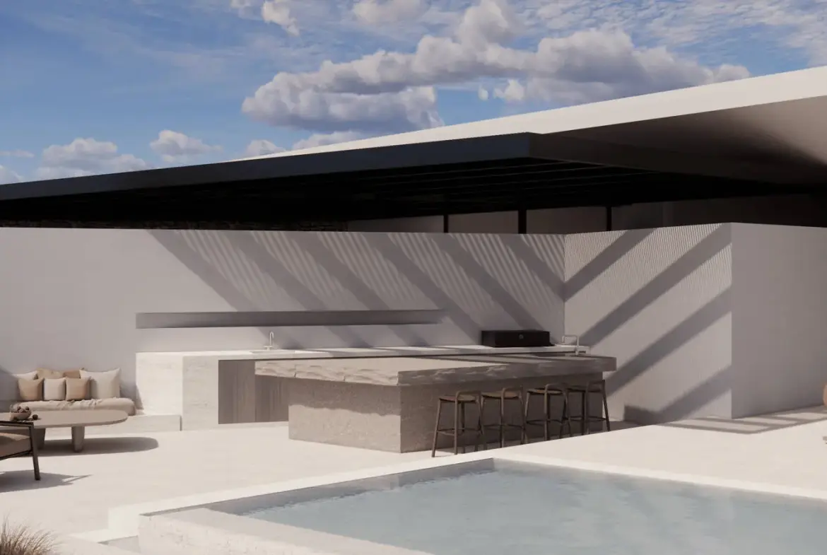 Subterranean architect-designed villa with panoramic sea views, Isterni, Paros