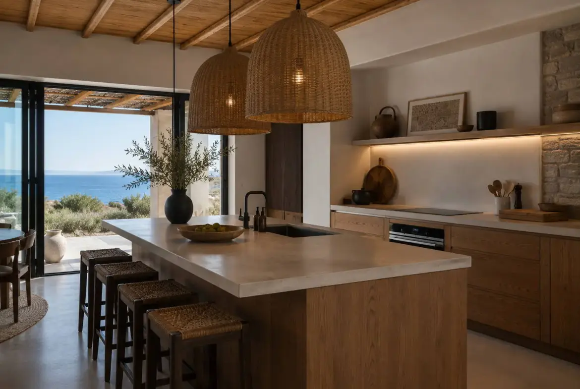Contemporary seafront 4-bedroom villa in Tripiti, Paros