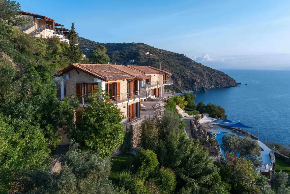 Seafront villa with spa and panoramic views in Pera Melana, Arcadia
