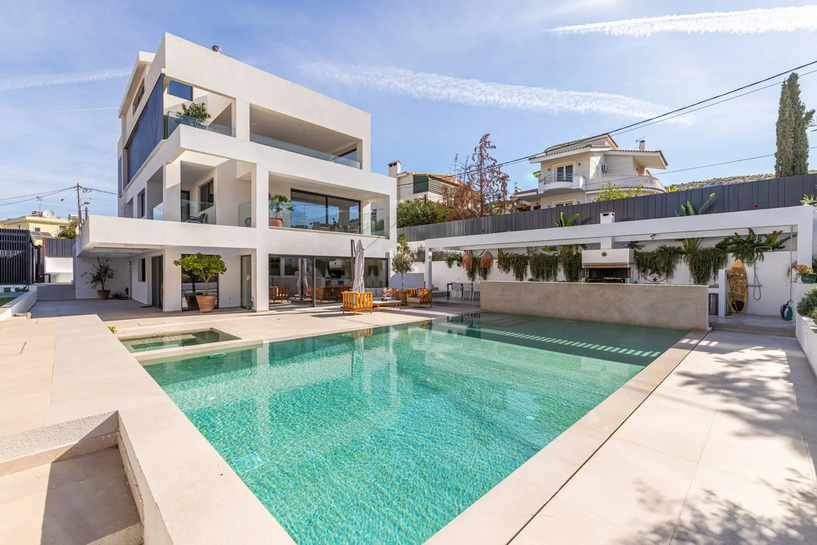 Exquisite modern villa in Vari with breathtaking paradise garden and pool