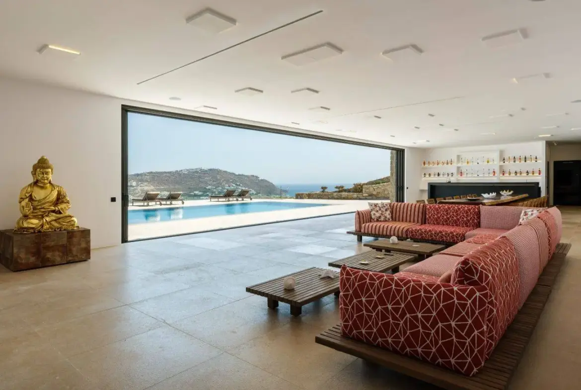 Contemporary ultra-luxury estate in Mykonos with helipad, dual pools & panoramic Aegean views